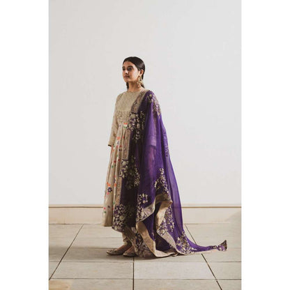 Neelu Sethi Hand Embroidered Anarkali Kurta and Churidar with Dupatta (Set of 3)
