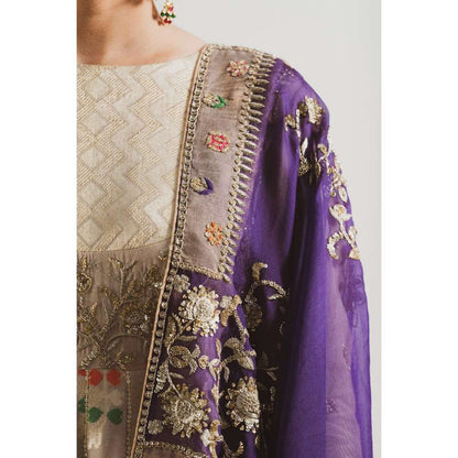 Neelu Sethi Hand Embroidered Anarkali Kurta and Churidar with Dupatta (Set of 3)