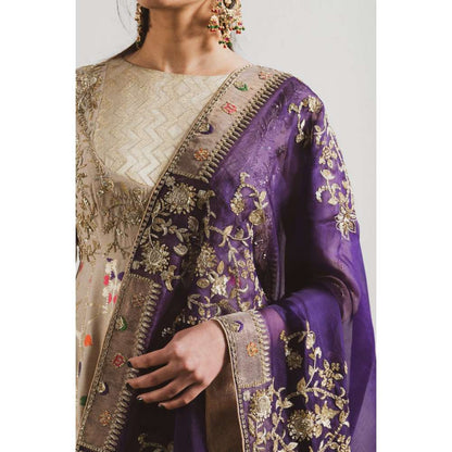Neelu Sethi Hand Embroidered Anarkali Kurta and Churidar with Dupatta (Set of 3)