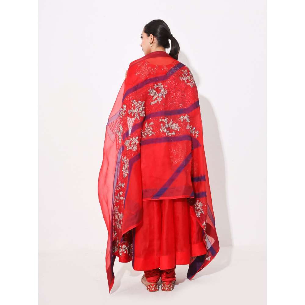 Neelu Sethi Patch Work And Embroidered Anarkali Kurta and Churidar with Dupatta (Set of 3)