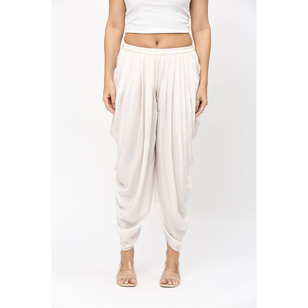 Neha Mehra Ivory Fringe Modal Kaftan with Dhoti Pants (Set of 2)