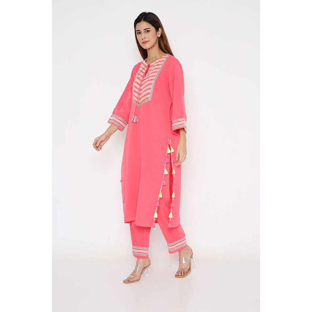 Neha Mehra Hot Pink Straight Kurta and Pant (Set of 2)