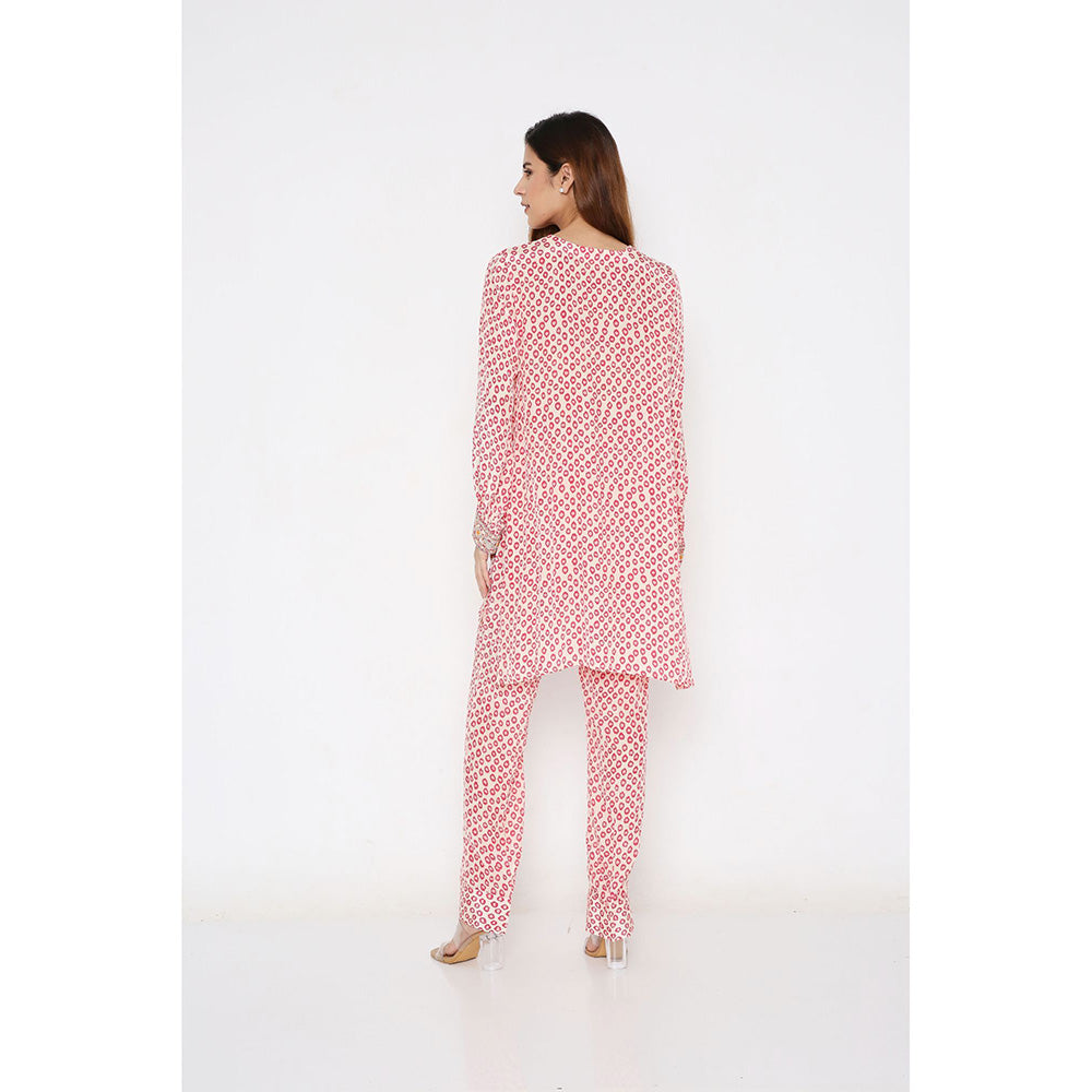 Neha Mehra Pink Polka Crepe Full Sleeve Kurta and Pant (Set of 2)