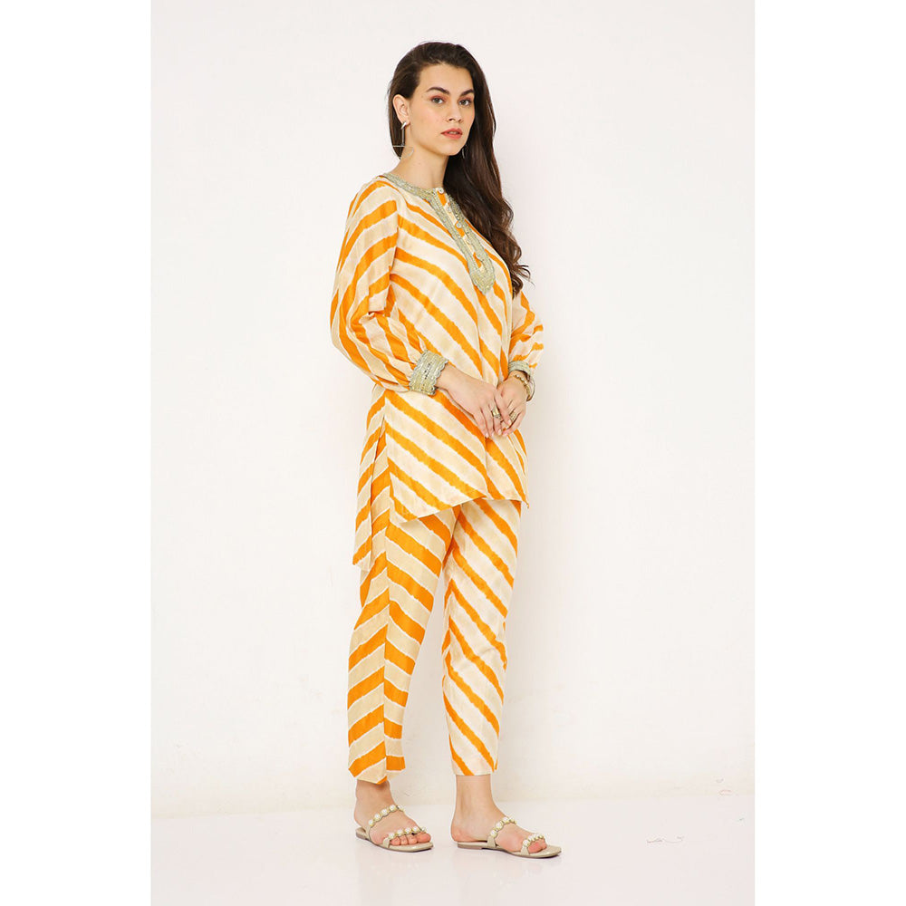 Neha Mehra Rust Orange Leheriya Chanderi Co-Ord (Set of 2)