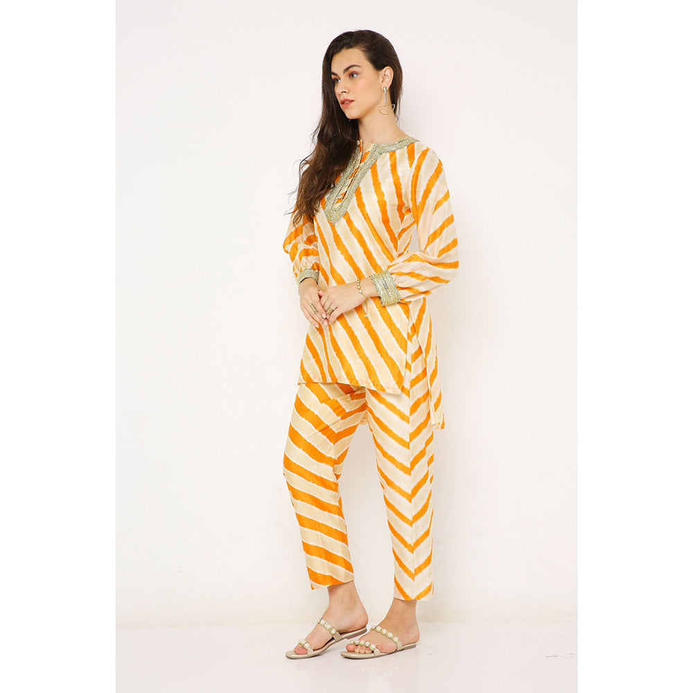Neha Mehra Rust Orange Leheriya Chanderi Co-Ord (Set of 2)