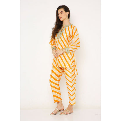 Neha Mehra Rust Orange Leheriya Chanderi Co-Ord (Set of 2)