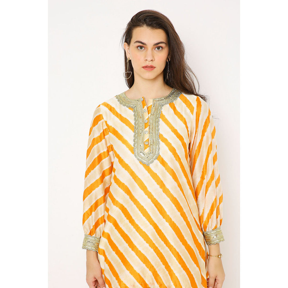 Neha Mehra Rust Orange Leheriya Chanderi Co-Ord (Set of 2)
