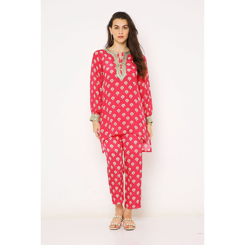 Neha Mehra Pink Barfi Modal Embroidered Co-Ord (Set of 2)
