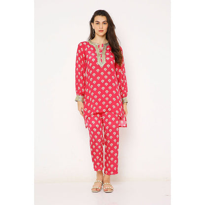 Neha Mehra Pink Barfi Modal Embroidered Co-Ord (Set of 2)