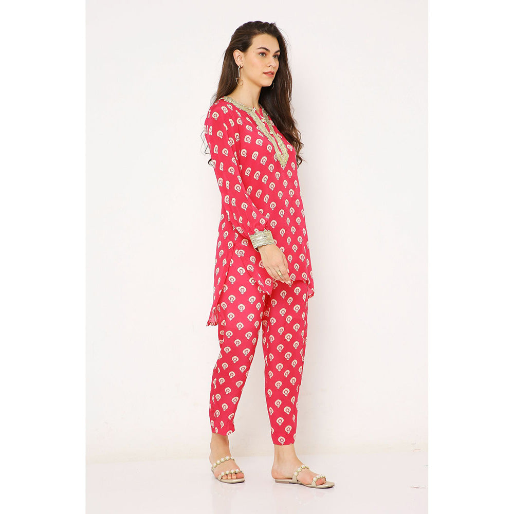 Neha Mehra Pink Barfi Modal Embroidered Co-Ord (Set of 2)