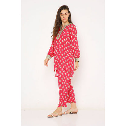 Neha Mehra Pink Barfi Modal Embroidered Co-Ord (Set of 2)