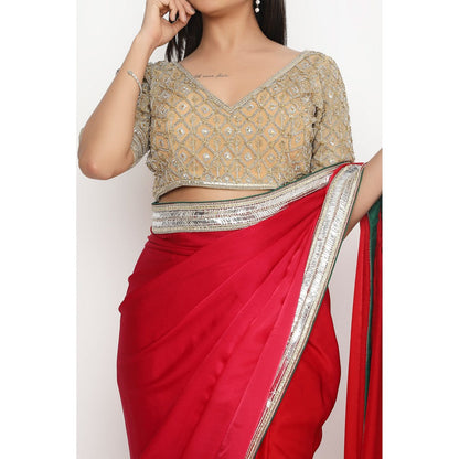 Neha Mehra Beige Embroidered Stitched Blouse