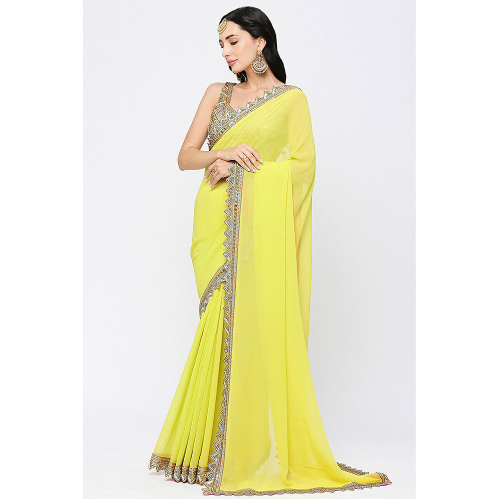 Neha Mehra Gold Embroidered Stitched Blouse