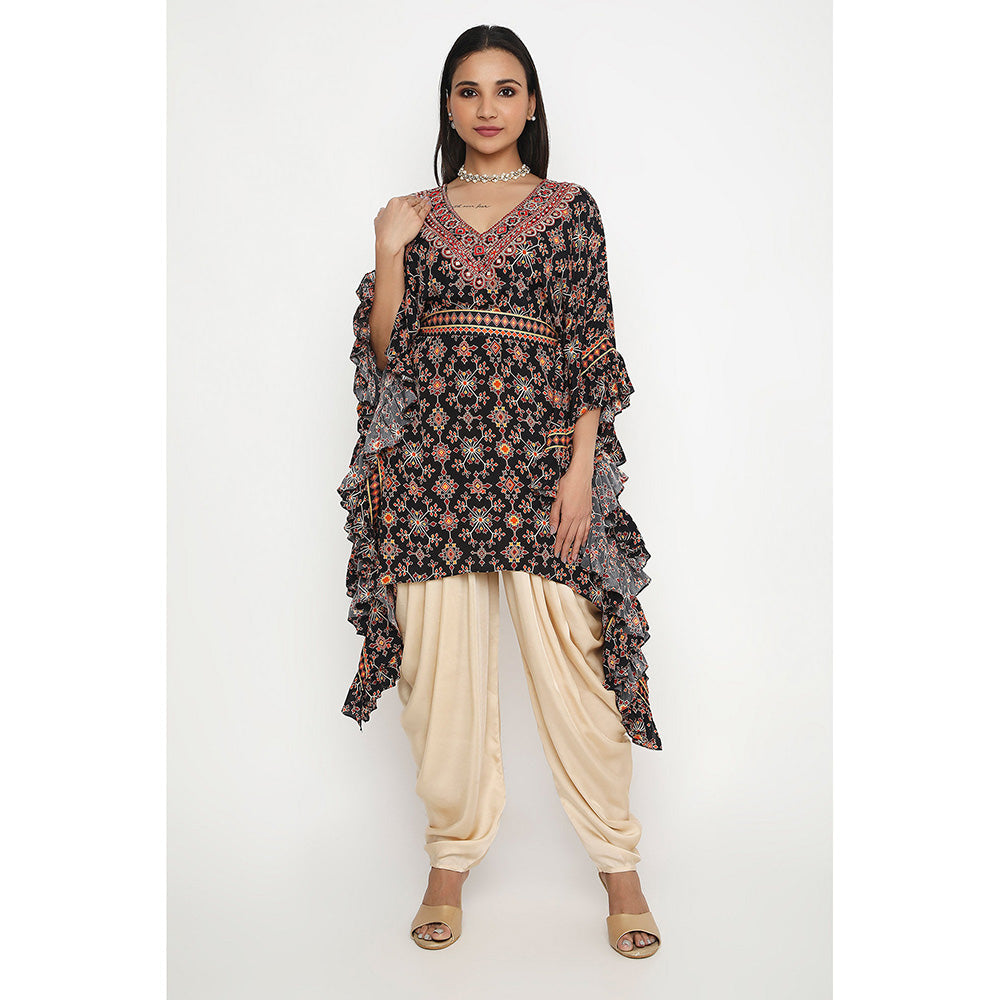 Neha Mehra Killa Ruffle Printed Kaftan with Dhoti and Belt (Set of 3)
