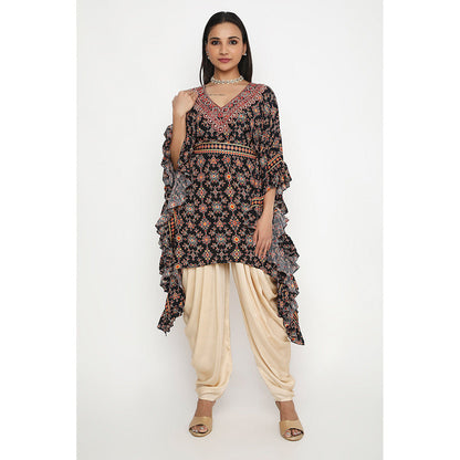 Neha Mehra Killa Ruffle Printed Kaftan with Dhoti and Belt (Set of 3)