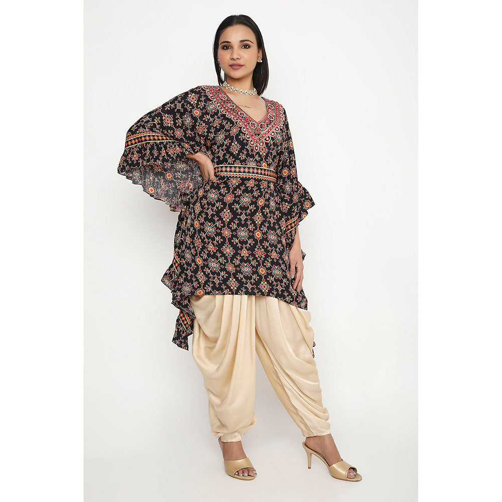 Neha Mehra Killa Ruffle Printed Kaftan with Dhoti and Belt (Set of 3)