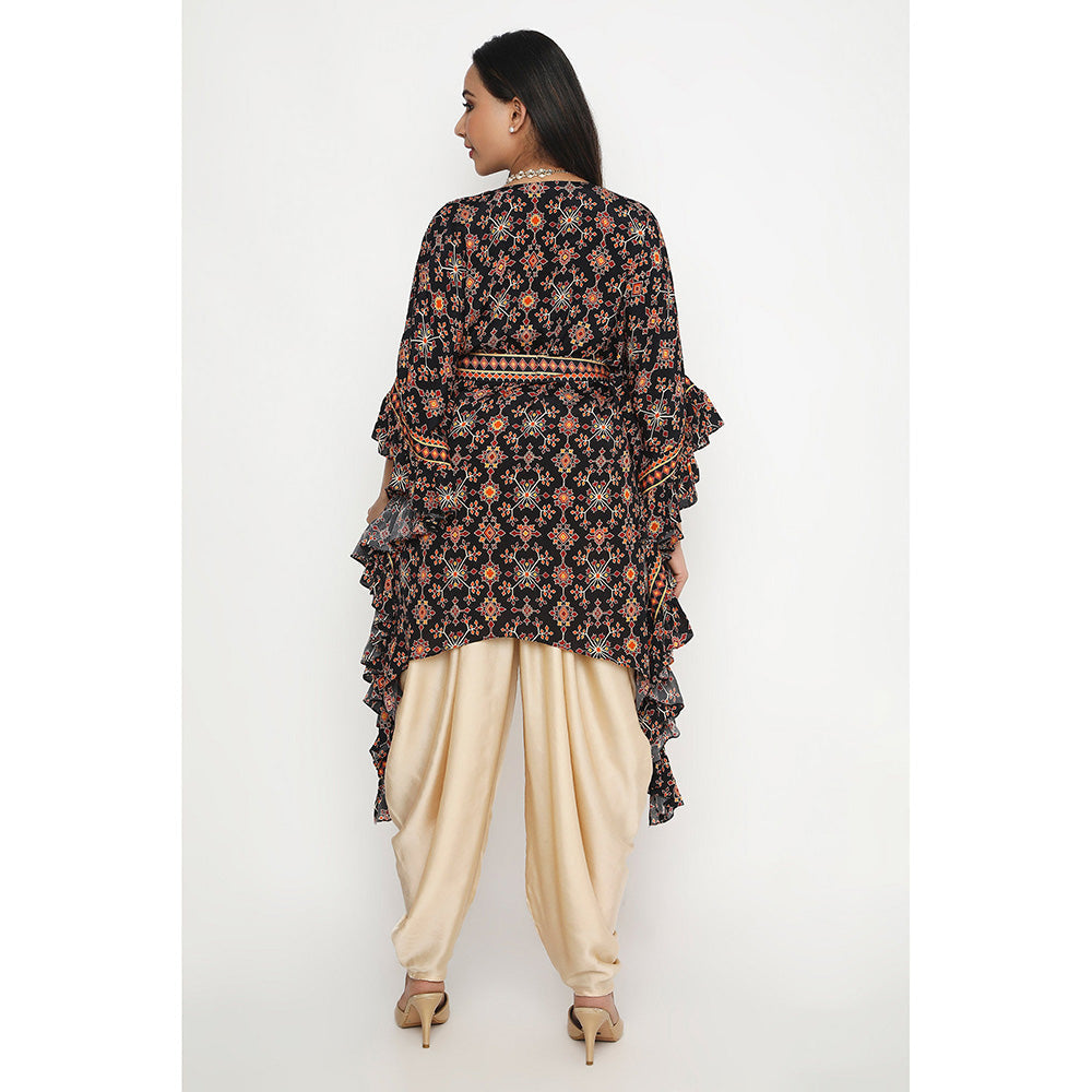 Neha Mehra Killa Ruffle Printed Kaftan with Dhoti and Belt (Set of 3)