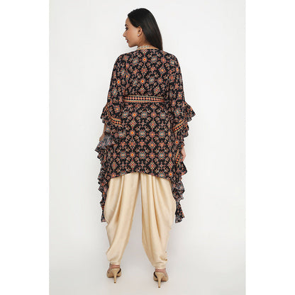 Neha Mehra Killa Ruffle Printed Kaftan with Dhoti and Belt (Set of 3)