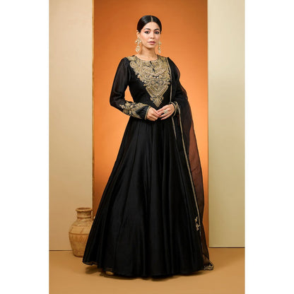Neha Khullar Black Anarkali with Dupatta (Set of 2)