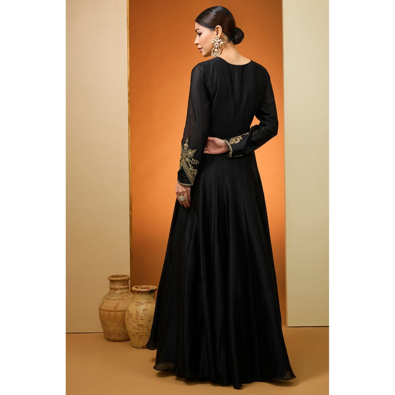 Neha Khullar Black Anarkali with Dupatta (Set of 2)