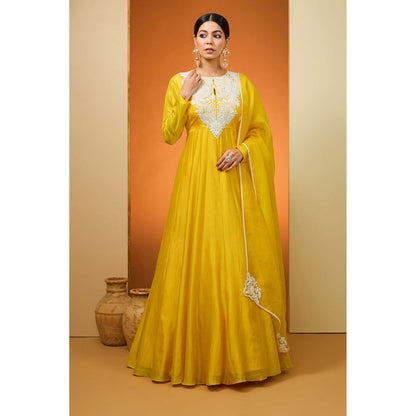 Neha Khullar Yellow Anarkali with Dupatta (Set of 2)