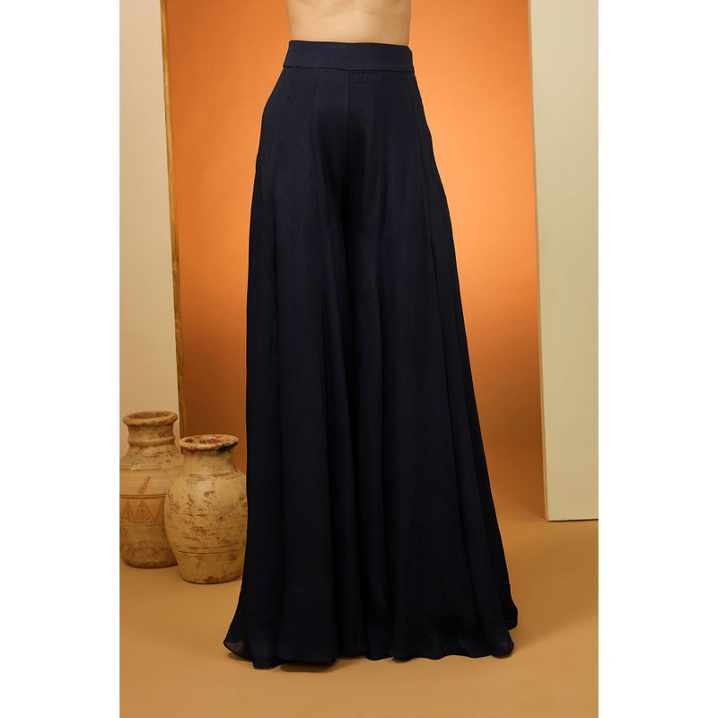 Neha Khullar Navy Blue Kurta with Palazzo and Dupatta (Set of 3)