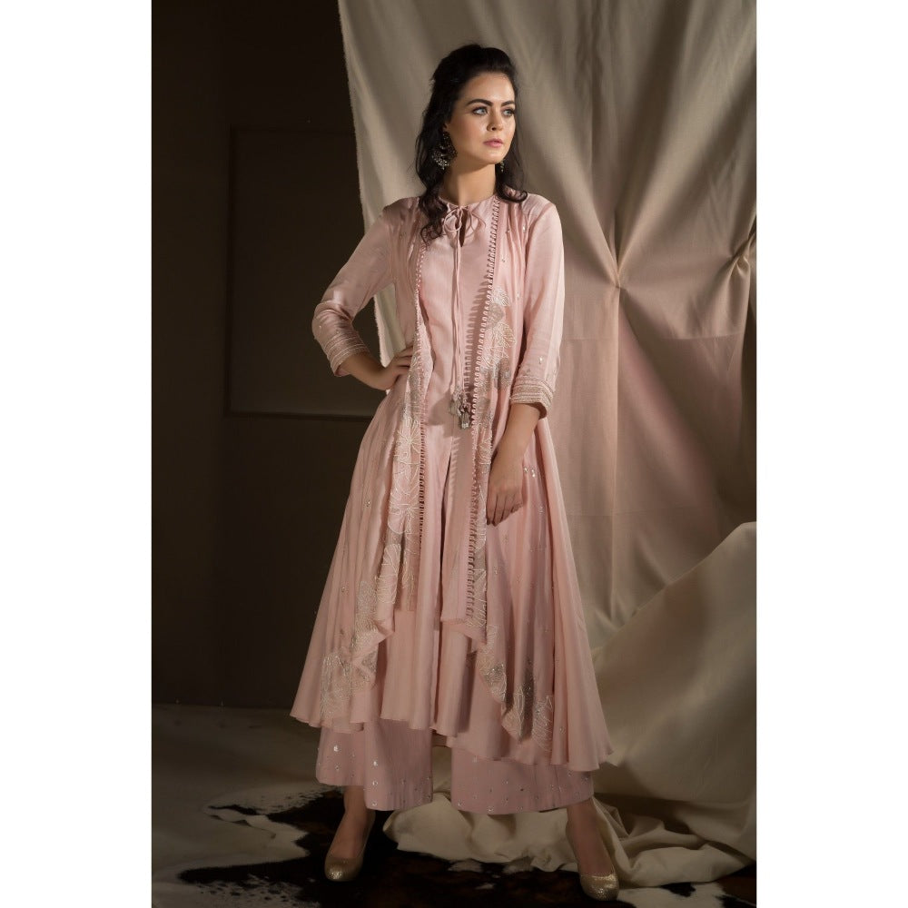Neha Tarun Pink Double Layer Kurta with Palazzo (Set of 2)