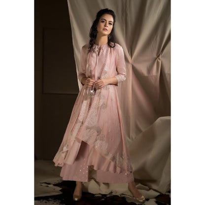Neha Tarun Pink Double Layer Kurta with Palazzo (Set of 2)