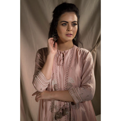 Neha Tarun Pink Double Layer Kurta with Palazzo (Set of 2)