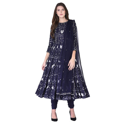 Neha Tarun Embellished & Embroidered Anarkali Kurta with Churidar and Dupatta (Set of 3)
