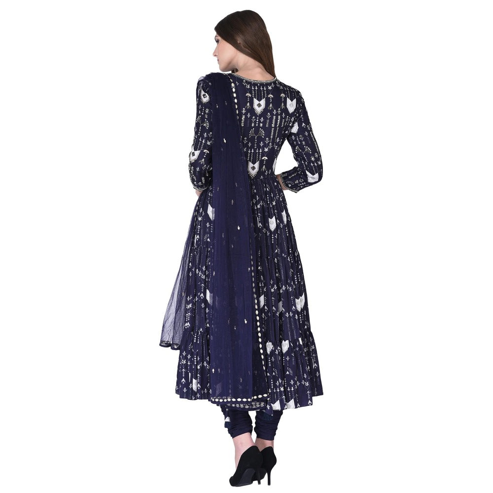 Neha Tarun Embellished & Embroidered Anarkali Kurta with Churidar and Dupatta (Set of 3)