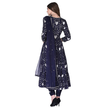 Neha Tarun Embellished & Embroidered Anarkali Kurta with Churidar and Dupatta (Set of 3)