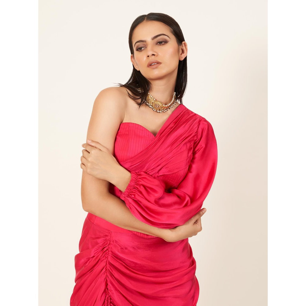 Neha Tarun Corseted One Shoulder Top with Pull Up Skirt (Set of 2)