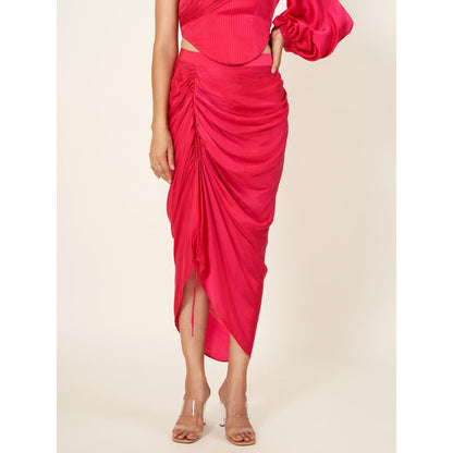 Neha Tarun Corseted One Shoulder Top with Pull Up Skirt (Set of 2)
