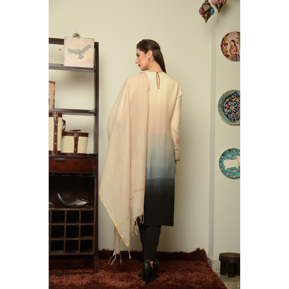 Neha Tarun Ombre Mughal Embroidery Kurta with Churidar and Chanderi Dupatta (Set of 3)