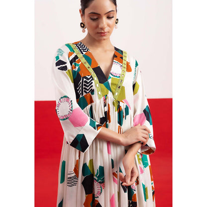 NEHER Mosa White Ruffled Kurta with Pant