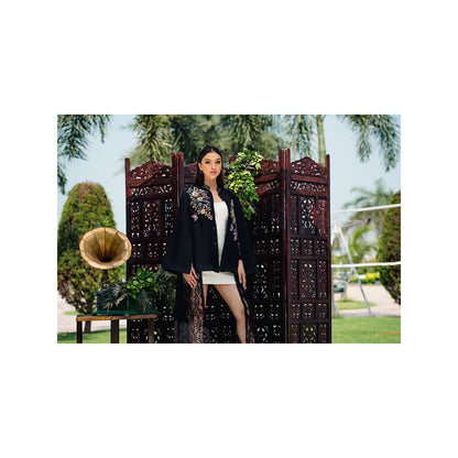NEIZA Black with Navy and Pink Embroidery Cape