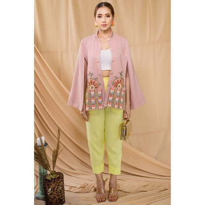 NEIZA Blue Pink with Peach and Blue Embroidery Cape