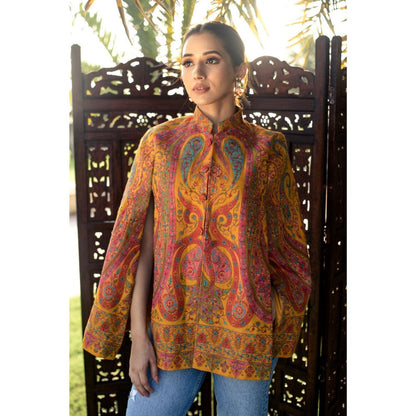 NEIZA Mustard Paisley Design Cape