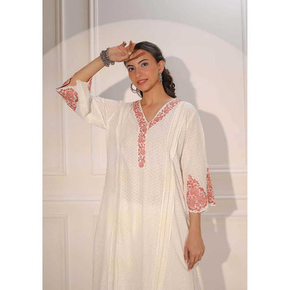 NEMAANI Peach Embroidered Kurta with Salwar Pant (Set of 2)