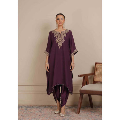 NEMAANI Purple Kaftan with Dhoti Pant (Set of 2)