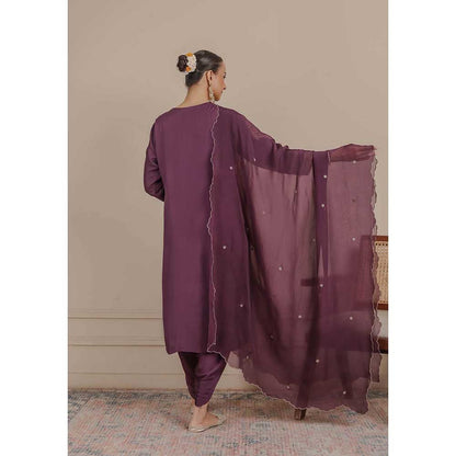NEMAANI Purple Dori Kurta with Dhoti Pant and Dupatta (Set of 3)