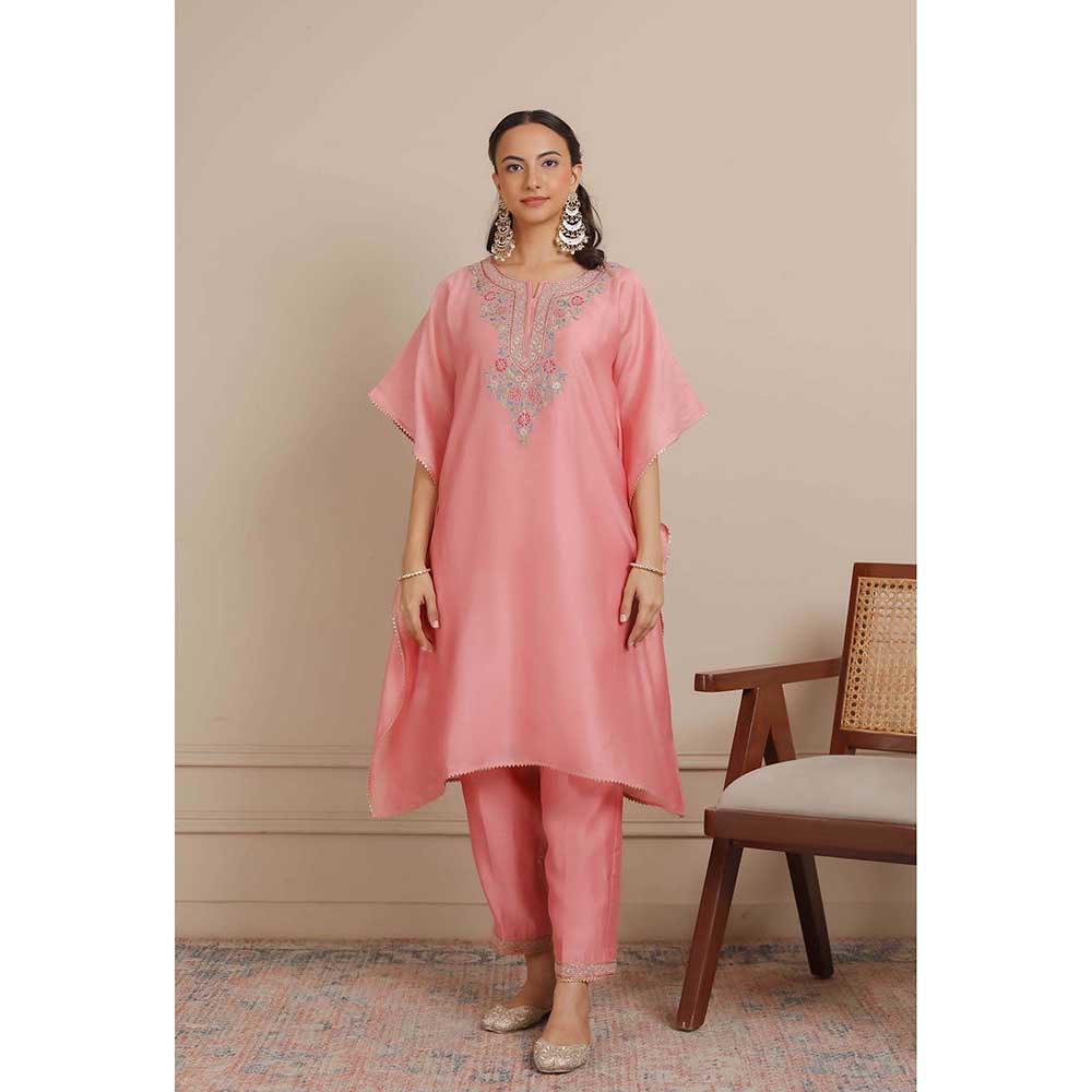 NEMAANI Pink Kaftan with Pant and Slip (Set of 3)