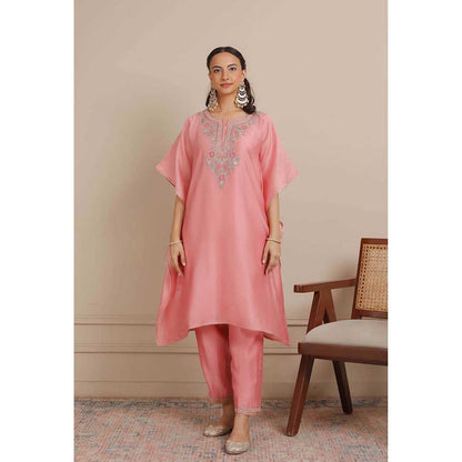 NEMAANI Pink Kaftan with Pant and Slip (Set of 3)