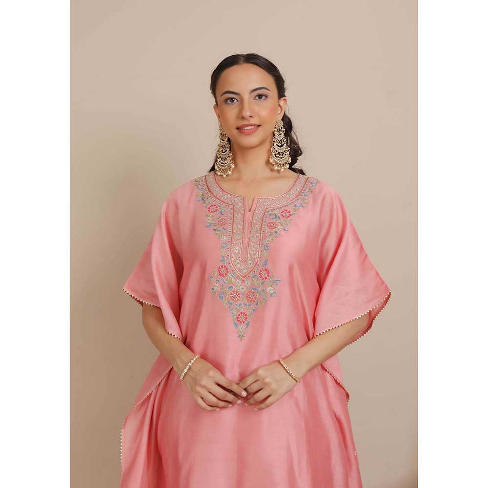 NEMAANI Pink Kaftan with Pant and Slip (Set of 3)