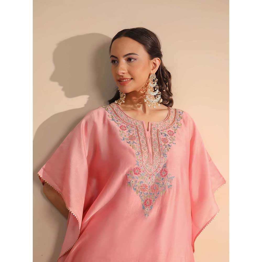 NEMAANI Pink Kaftan with Pant and Slip (Set of 3)
