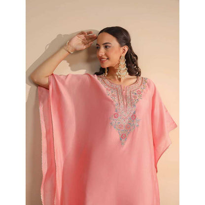 NEMAANI Pink Kaftan with Pant and Slip (Set of 3)