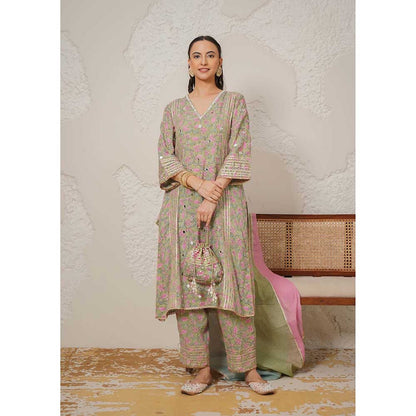 NEMAANI Saanjh Green Kurta with Pant and Dupatta