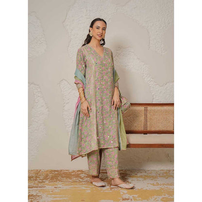 NEMAANI Saanjh Green Kurta with Pant and Dupatta
