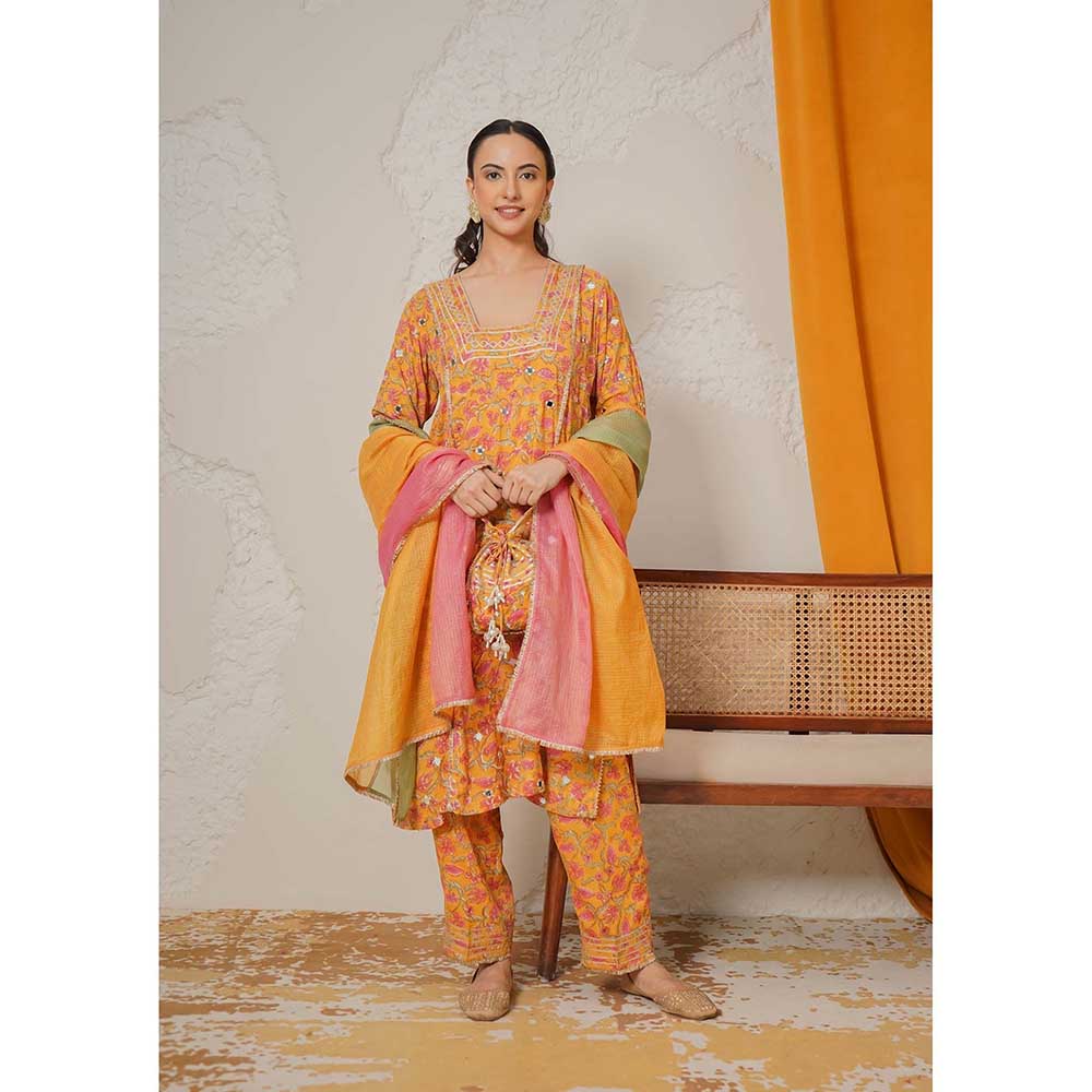 NEMAANI Noor Yellow Kurta with Pant and Dupatta